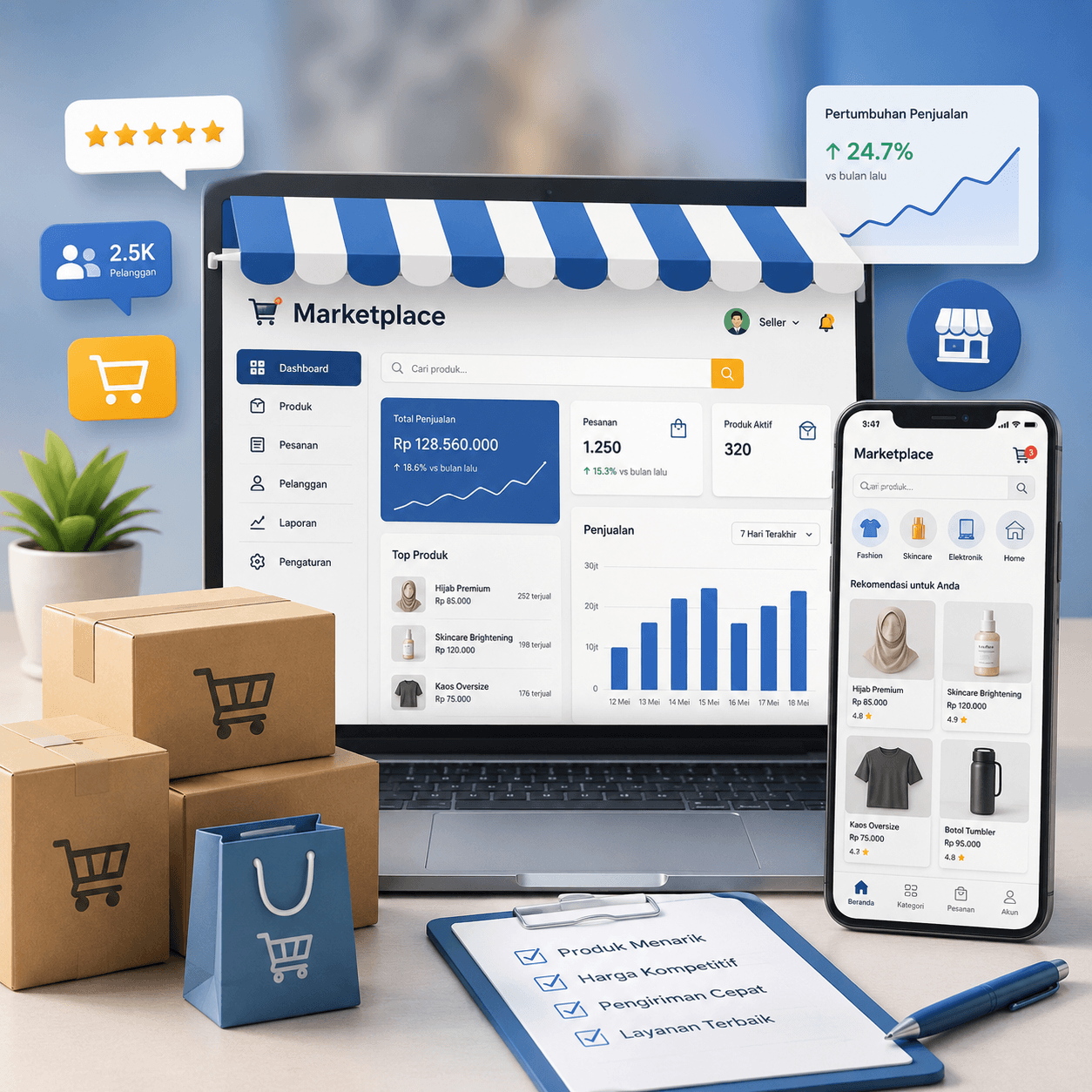 Marketplace seller mengevaluasi produk untuk kanal penjualan digital